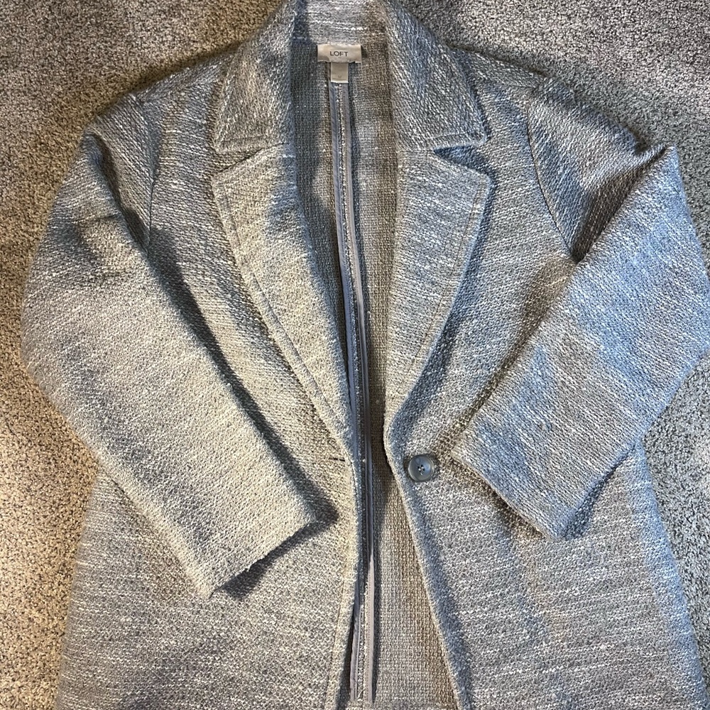 LOFT Light Gray Tweed Blazer Jacket